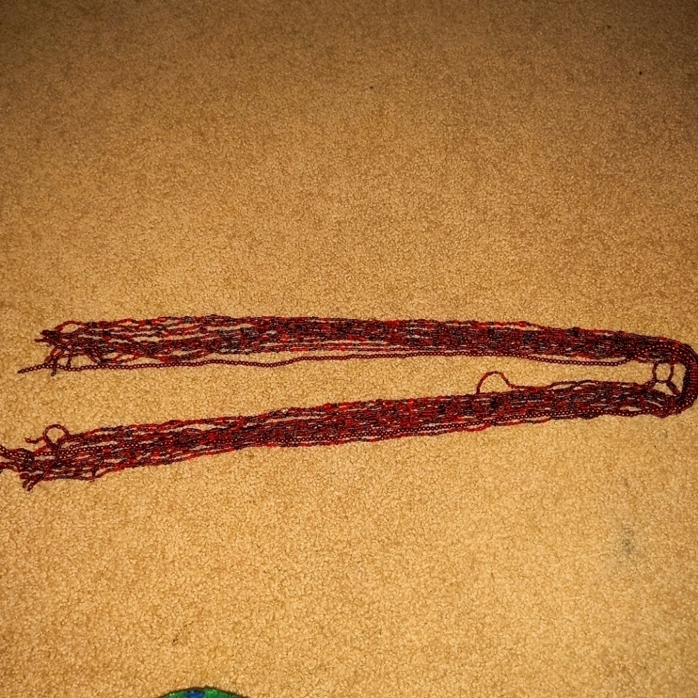 Elegant Red Beaded Necklace arts and crafts beads very long rust red